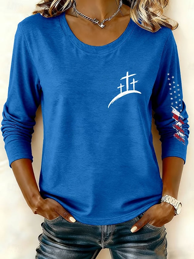 Women's T Shirt Print Graphic Vintage Stylish Modern Long