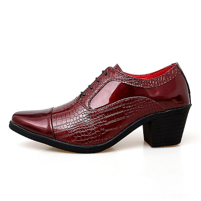 Leather Crocodile Oxford Black Patent Men's Pattern Faux