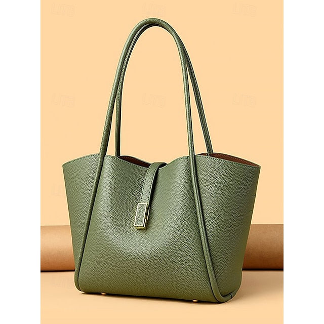 Leather Green Bag Tote Faux Women's
