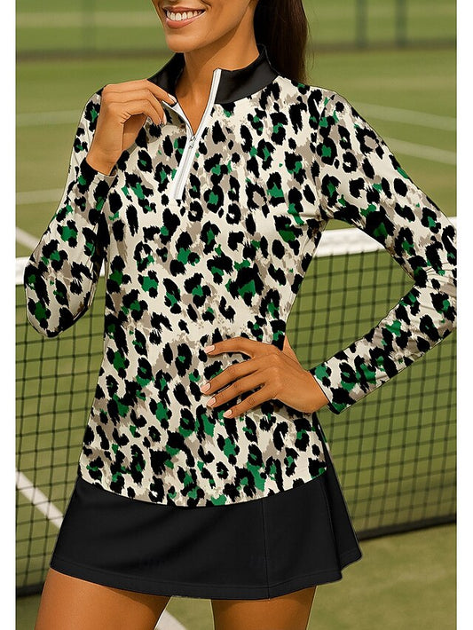 Women's Animal Leopard Sport Shirt Golf Polo Shirt Tennis