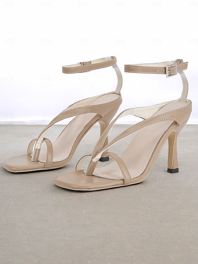 White Elegant Women's Stiletto Sandals Strappy –