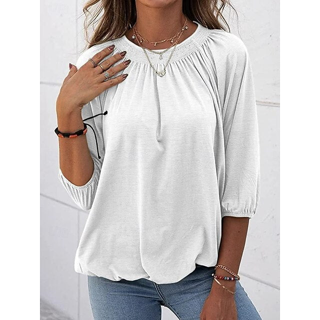 Women's T Shirt Plain Fashion Modern Casual 3/4 Length