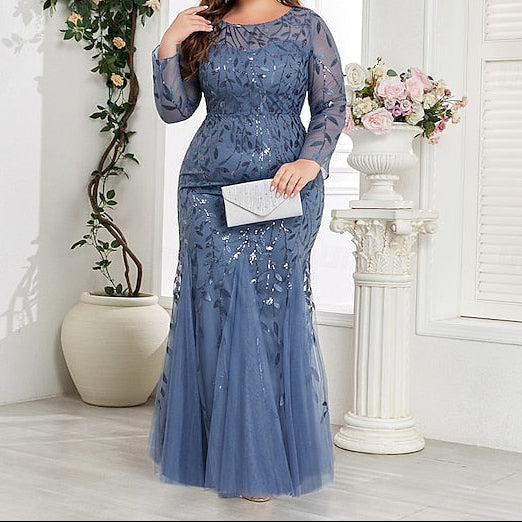 Trumpet Dress Evening Floor / Sparkle Mermaid Formal Gown