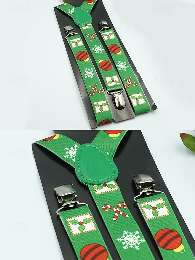 Suspenders Men's Christmas with Snowman