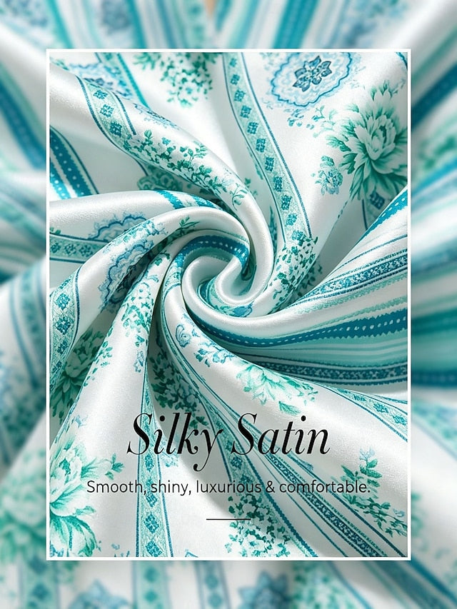 Celadon Bloom Story Silky Satin Dolman Sleeve Shirt