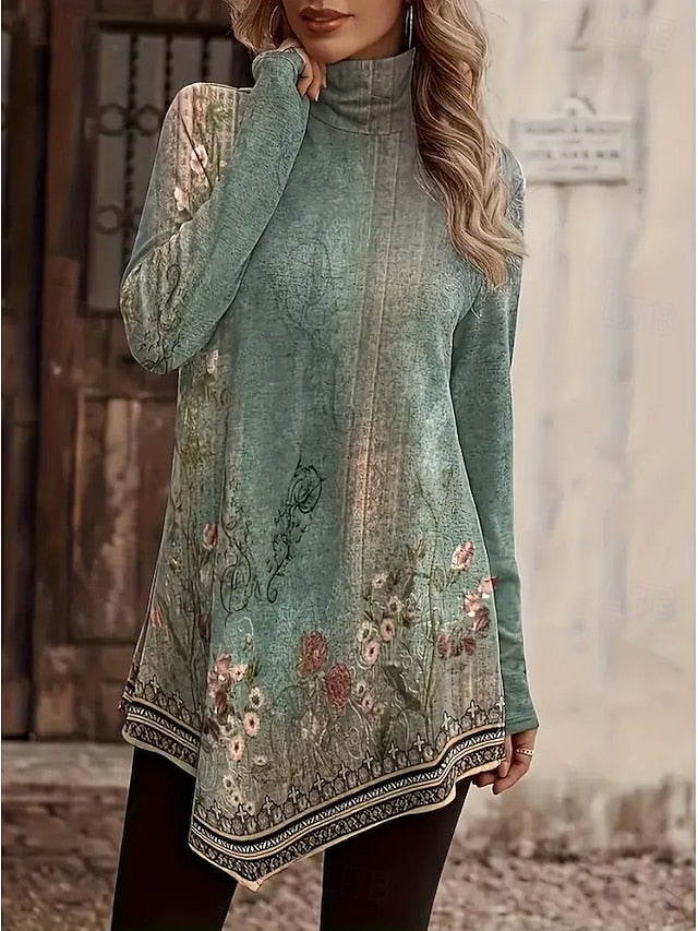 Women's T Shirt Print Asymmetrical Floral Graphic Plants