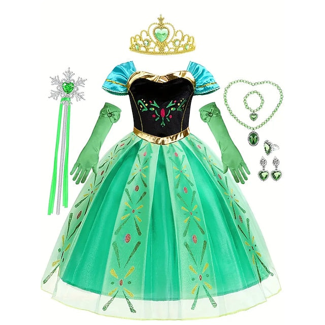 Party Princess Girl Dress Anna Theme Frozen Fairytale Flower