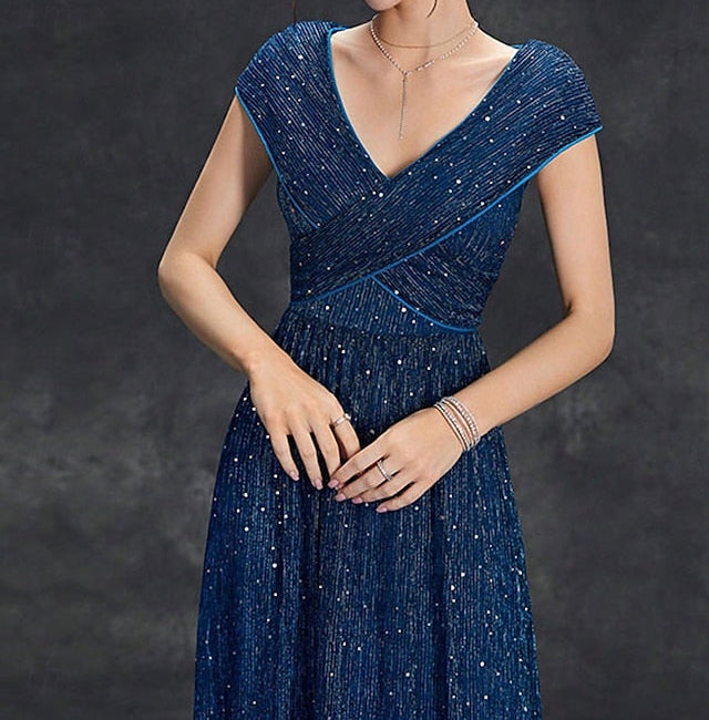 Dress Floor Party Neck Mother of Elegant V the Bride