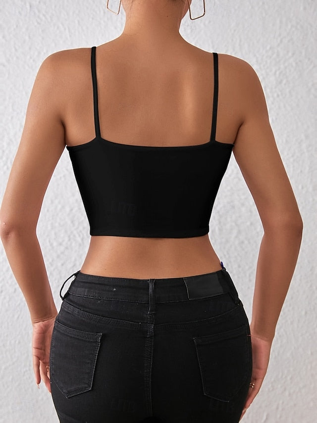 Women's Blouse Camisole Tank Top Backless Plain Sexy Casual