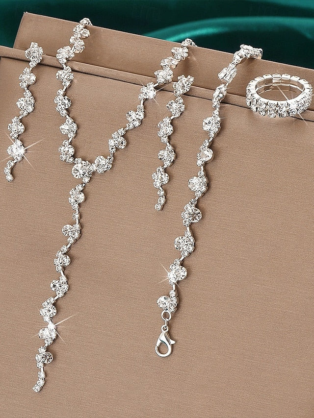 Jewelry Rhinestone Gold Set Elegant Necklace –