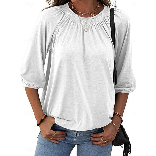 Women's T Shirt Plain Fashion Modern Casual 3/4 Length