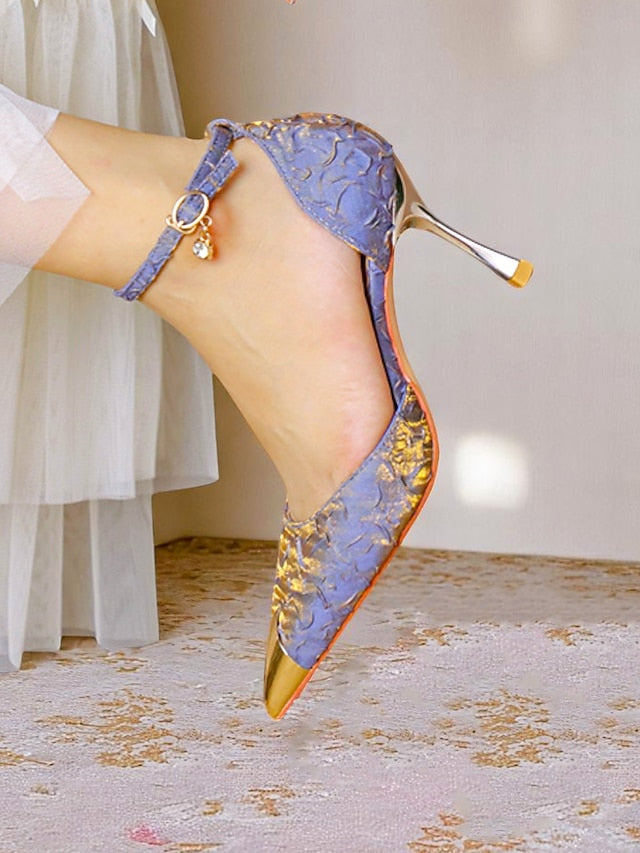 with Beige Women's Pointed Toe Gold Heels Satin and Accents