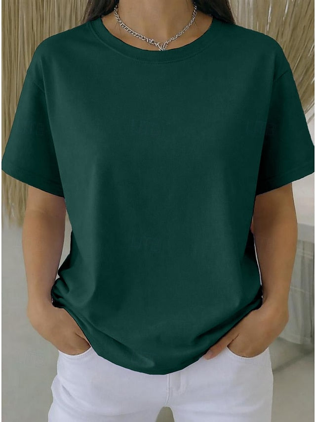 Women's Plus Size T Shirt Tee 100% Cotton Solid Color
