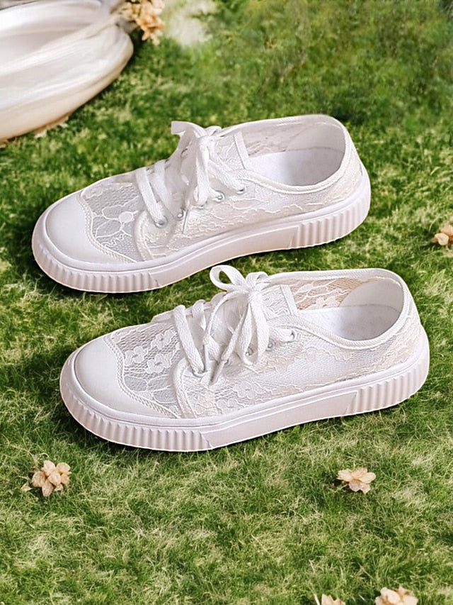 – Floral for Bridal Casual Lace Sneakers Wedding Shoes Women