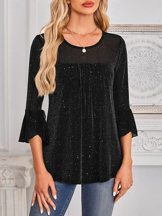 Women's Shirt Blouse Mesh Plain Stylish Classic Modern Long