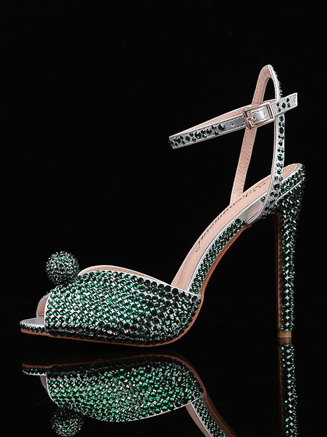 with Stiletto Embellished Heel Rhinestone Sandals Women's