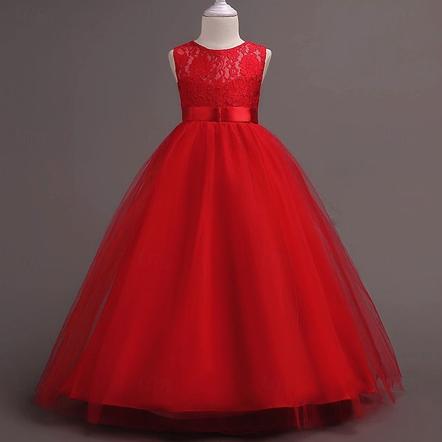 Cosplay Kids Girls' Party Solid Dress Color