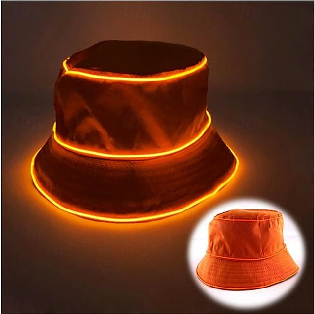 LED Luminous Fisherman Hat Men and Women Solid Color Flat Top
