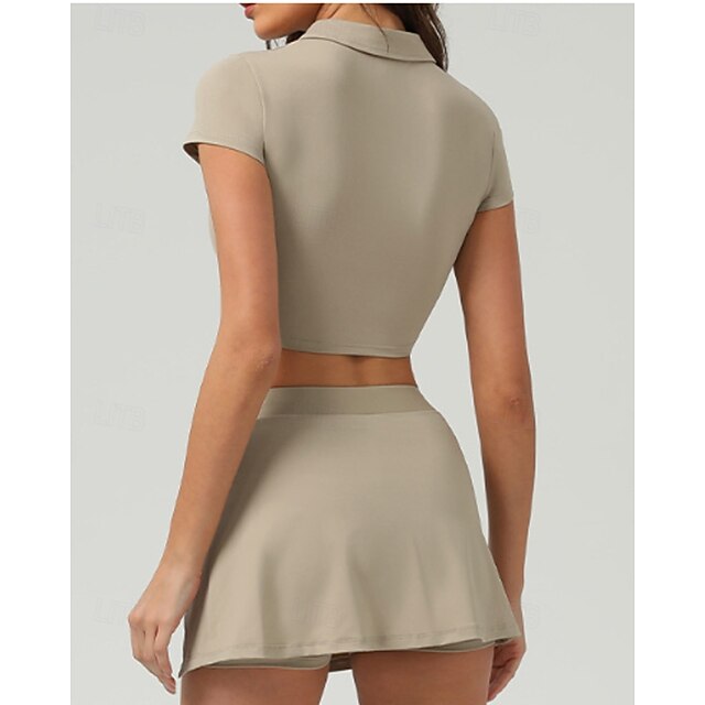 Women's Solid Colored Tennis Top Short Sleeve Crop Top