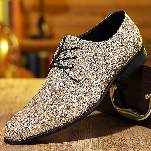 – Lace-up Bold Glitter Shoes Party Statement Purple Men's