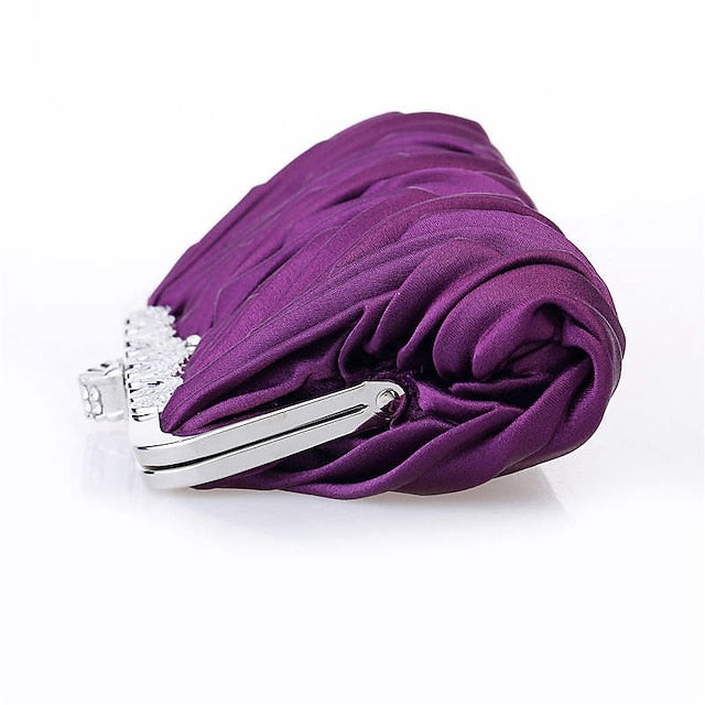 Pleated Satin – Women's Evening White Clutch Elegant