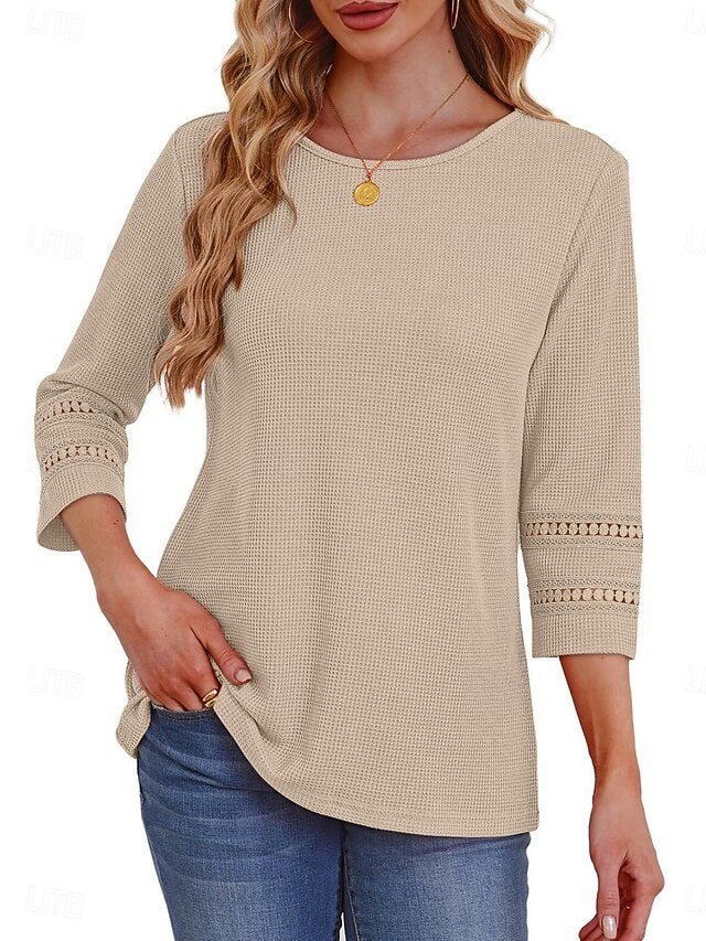Women's Blouse Lace Patchwork Solid Color Stylish Casual