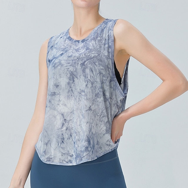 Women's Tie Dye Tank Top Workout Tops Loose Fit Elastic
