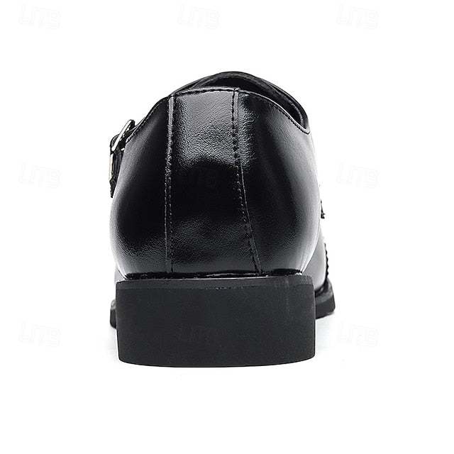 Double Strap with Shoes Faux Monk Leather Men's Brown