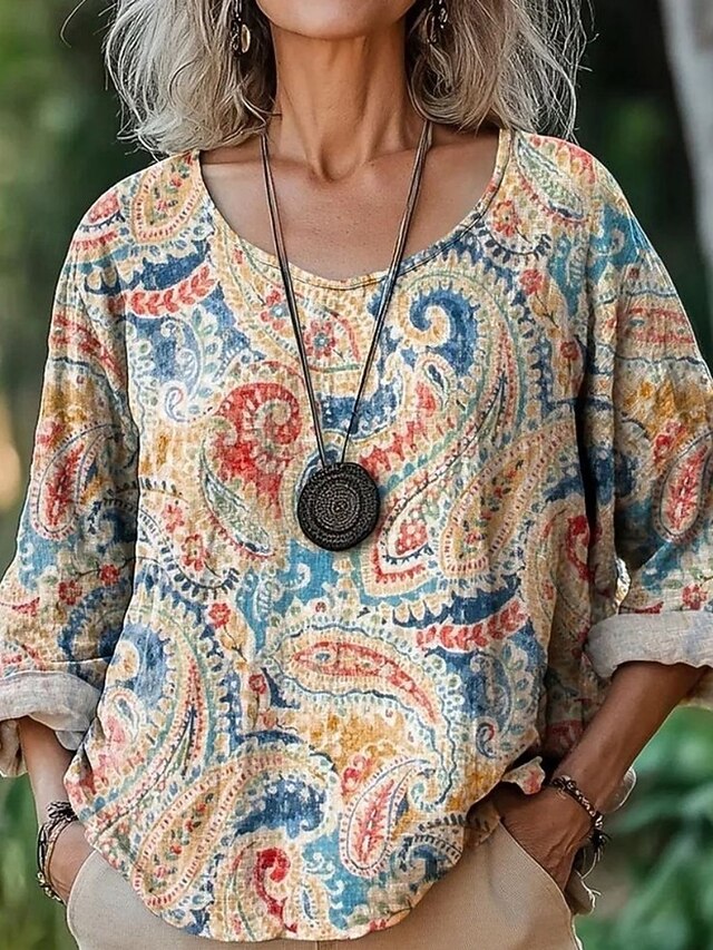 Women's Shirt Blouse Long Sleeve Tops Floral Graphic