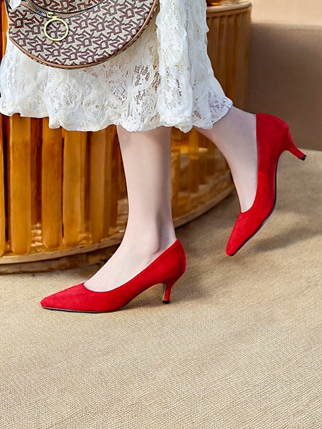 with Women's Pumps Emerald Pointed-Toe Suede Green Kitten
