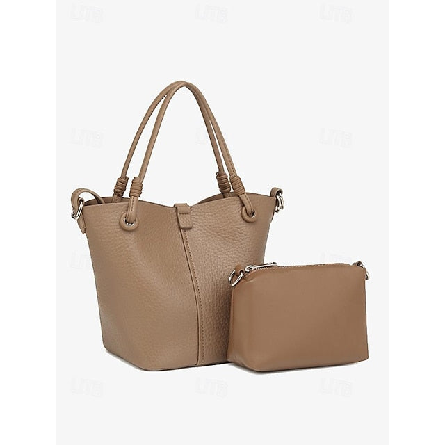 Damen Beutel Stilvolle Tasche Bucket Passend zu – Leder