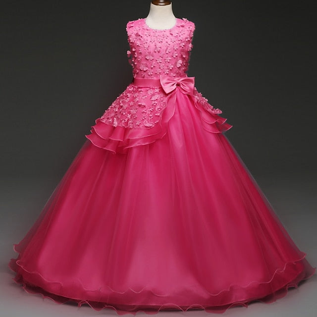 Dress Girl Girls' Flower Solid Colored Kids