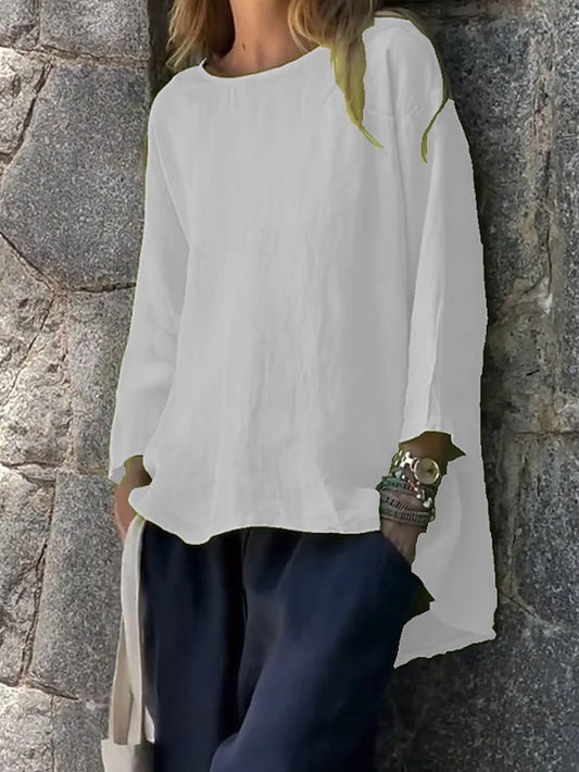 Women's Blouse Asymmetric Hem Solid Color Active Casual