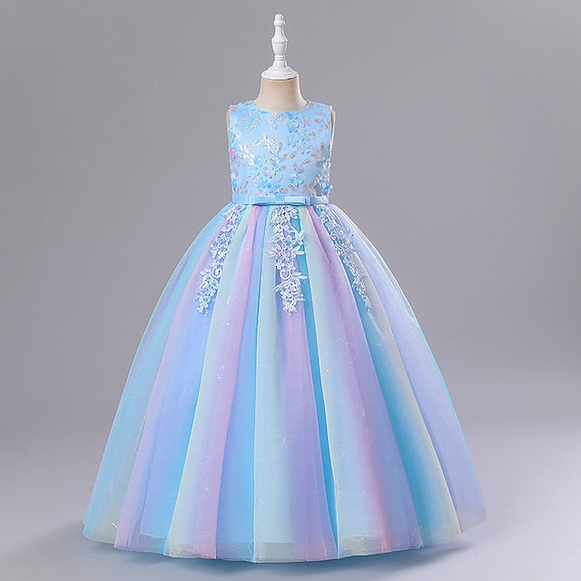Party Dress Girl Flower Color Solid Girls' Kids
