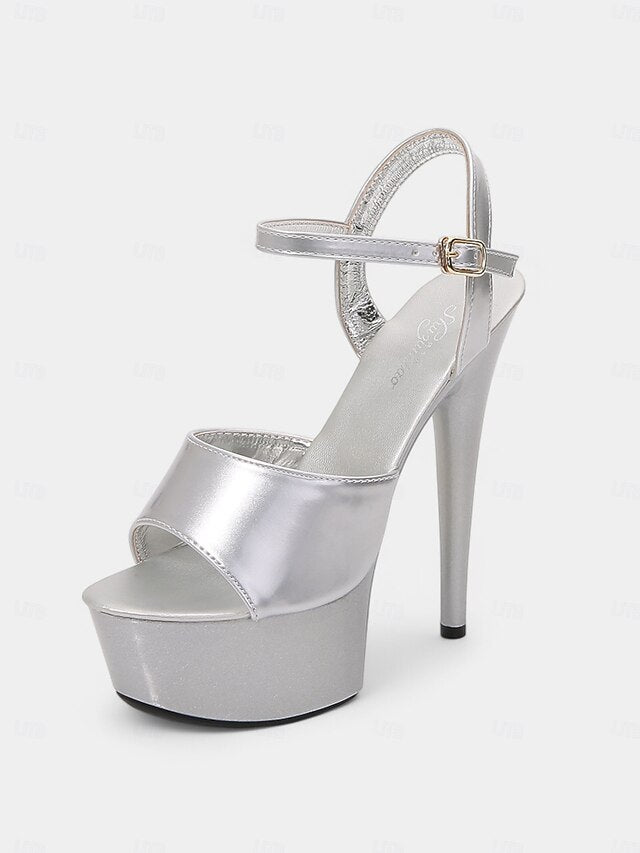 - Women Patent for Sandals Leather Red Platform Toe Peep