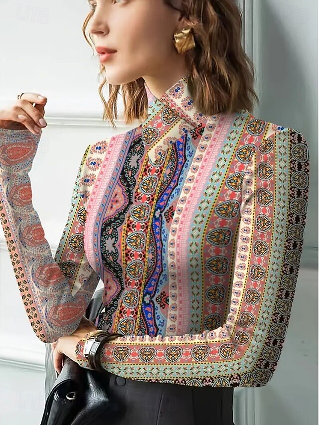 Women's Tunic T Shirt Elegant Bohemia Vintage Long Sleeve