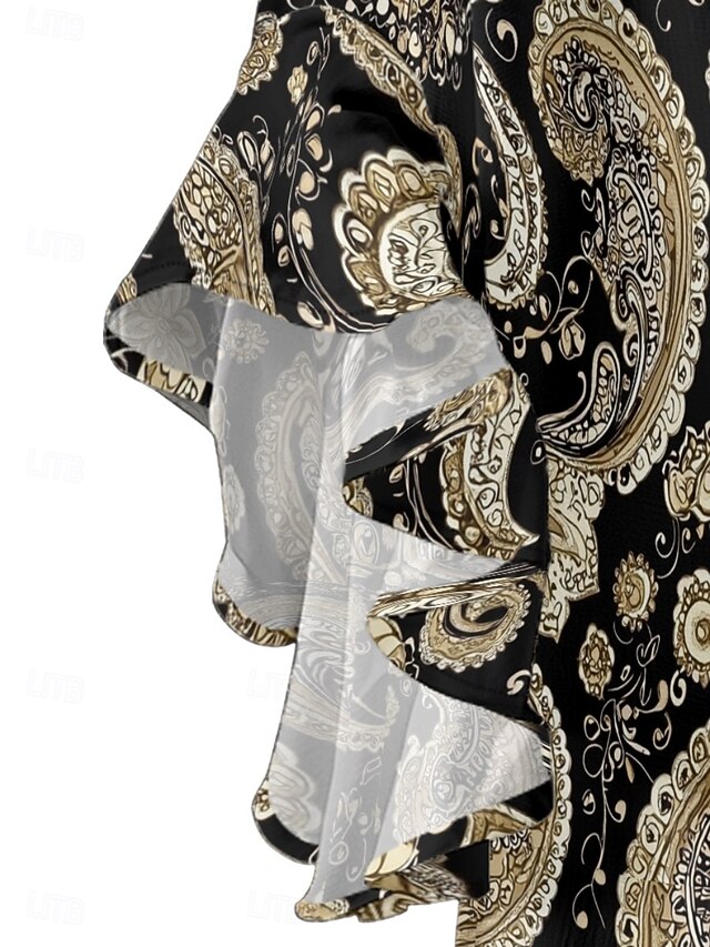 Women's Blouse Ruffle Print Paisley Ethnic Retro Vintage