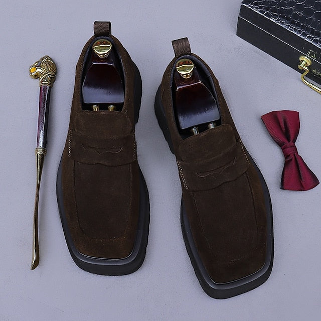 Loafers Cowhide Men's Suede -Classic Business Leather
