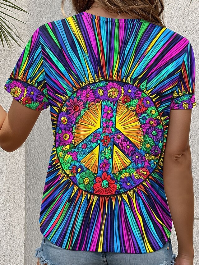 Women's T Shirt Ombre Graphic Tie Dye Vintage Stylish