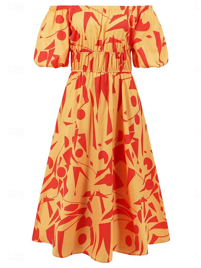 Women's Casual Dress Floral Leaf Backless Print Off