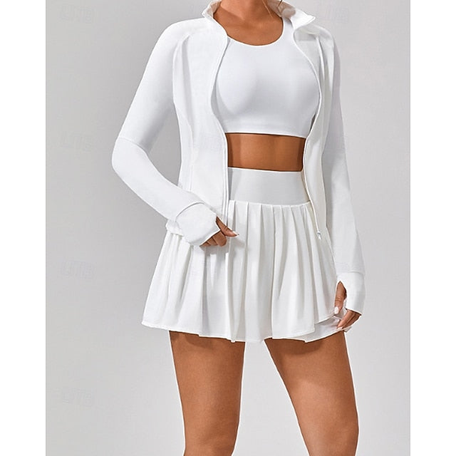 Women's Solid Colored Tennis Set Casual Skirt Tennis Skirts