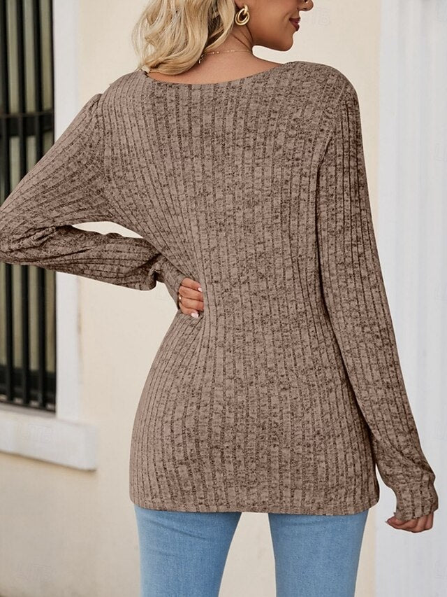 Women's Blouse Solid Color Stylish Casual Long Sleeve U