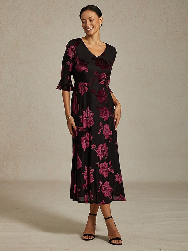 Women's Midi Dress A Line Dress Elegant Birthday Cocktail