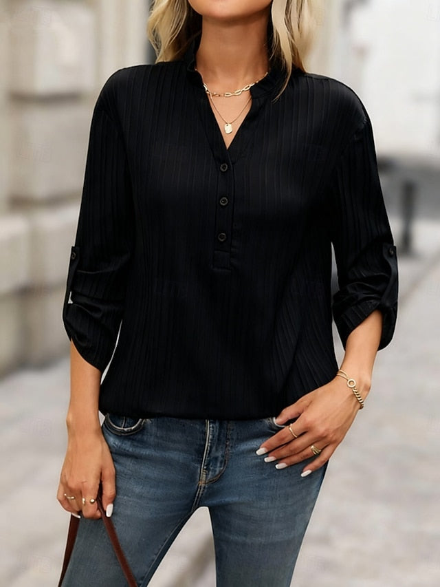 Women's Shirt Casual Shirt Blouse Buttons Plain Stylish