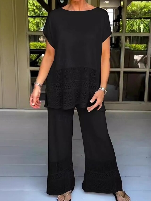 Women's Pants Sets Bolero Top Long Sleeve Crew Neck Plain