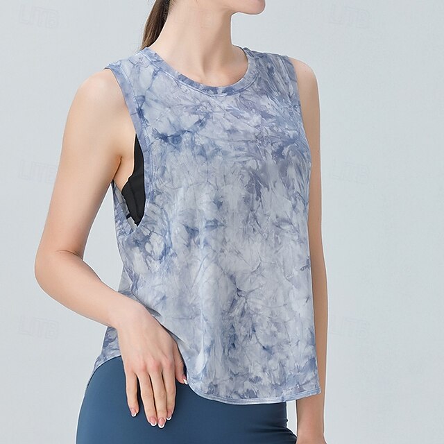 Women's Tie Dye Tank Top Workout Tops Loose Fit Elastic