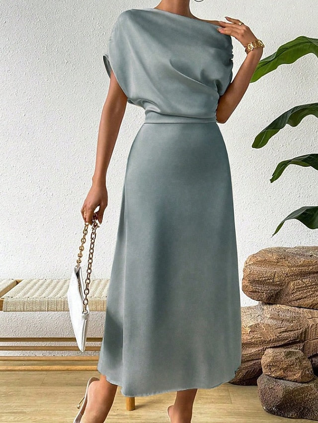 Women's Midi Dress Satin Dress Party Dress Cocktail Dress