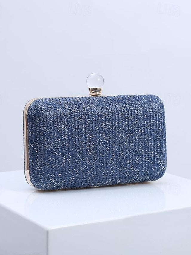 - Clasp Stylish Pearl with Purse Elegant Clutch Straw
