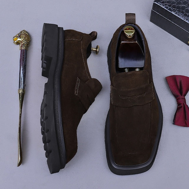 Loafers Cowhide Men's Suede -Classic Business Leather