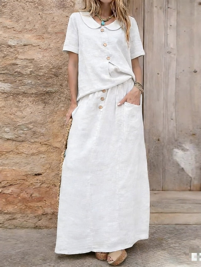 Women's Skirt Sets Bolero Top Short Sleeve Shirt Collar